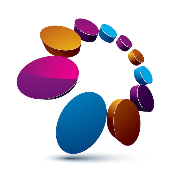 Three-dimensional colorful graphical interface icon isolated on white, teamwork idea vector design element. Abstract web special symbol.