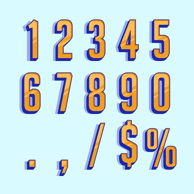 Three dimensional orange numbers percentage and dollar sign