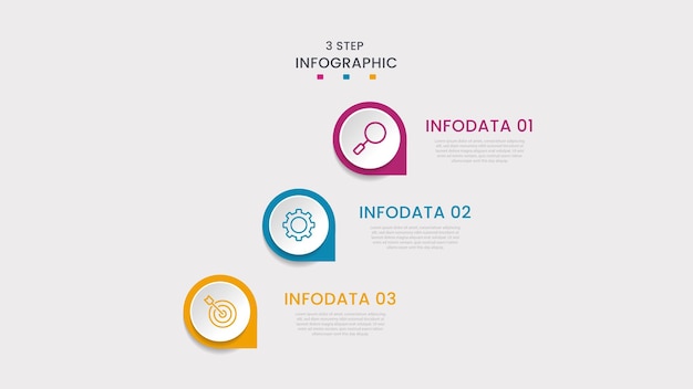 Three Steps Processes Vector business template for presentation Creative concept for infographic