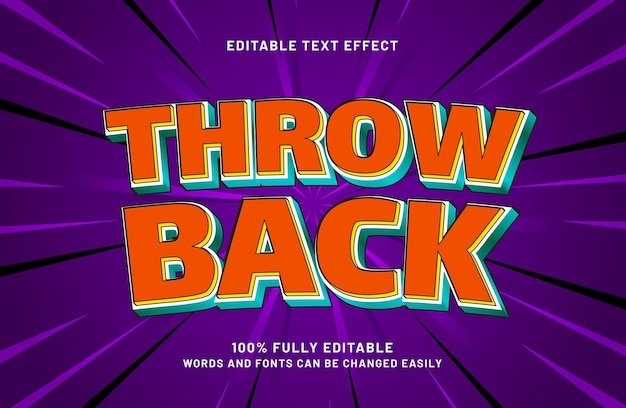 throw back 3d editable text effect