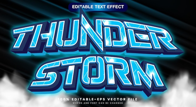 Thunder Storm 3D editable text effect template with thunder pattern