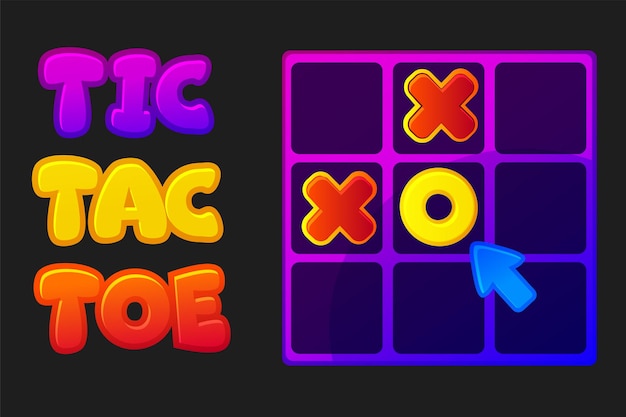 tic tac toe ui with arow cursor vector cartoon strategy game noughts and crosses board logic game for your game development ui