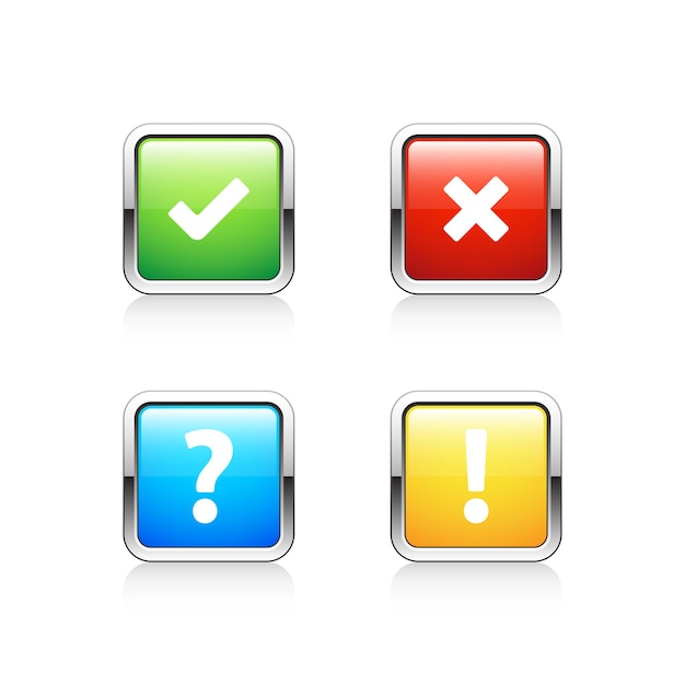 Tick cross icon button set Check mark icons Vector illustration