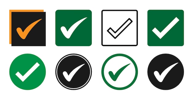 Tick Mark Icon Set Flat Illustration Of Check Mark Vector