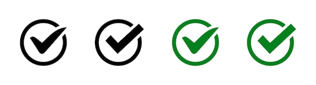 Tick set icon in flat Black and green check mark Modern OK symbol check mark button vector isollated illustration for wab