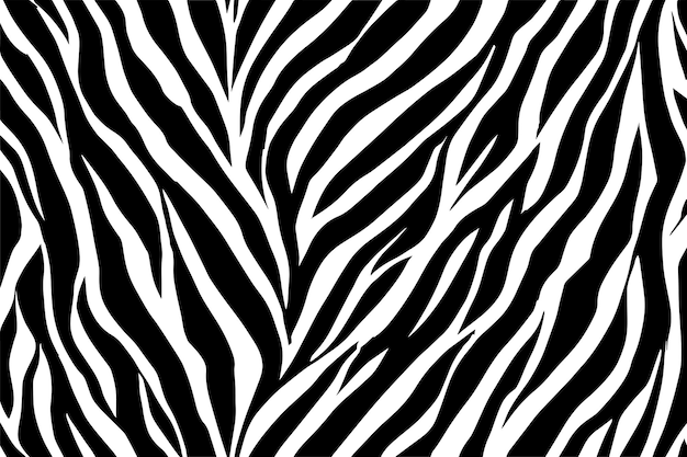 Tiger print or skin texture vector with abstract black stripes pattern on transparent background