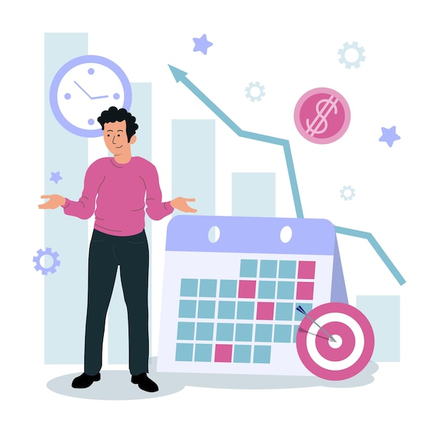time management planning and control concept for effiecient succesful and profitable business flat composition poster   illustration  