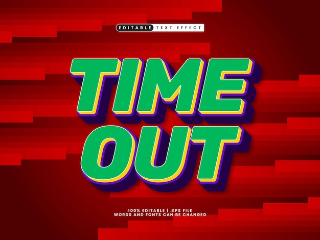 time out editable text effect in modern and bold text style