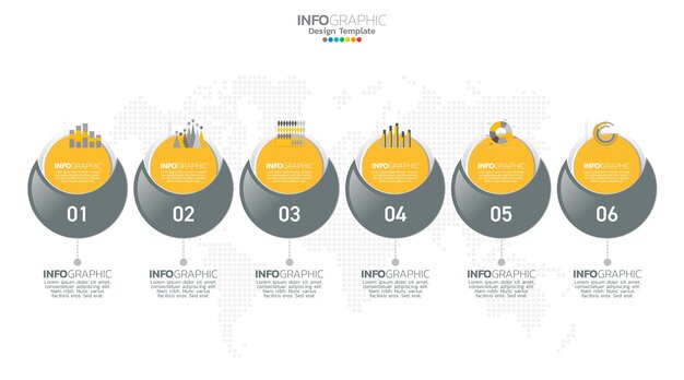 timeline infographic vector with 6 steps can be used for workflow layout diagram annual report web design