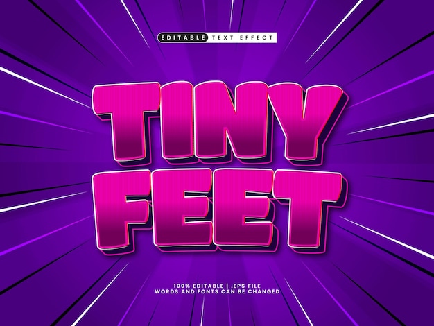 tiny feet editable text effect in kids and happy text style