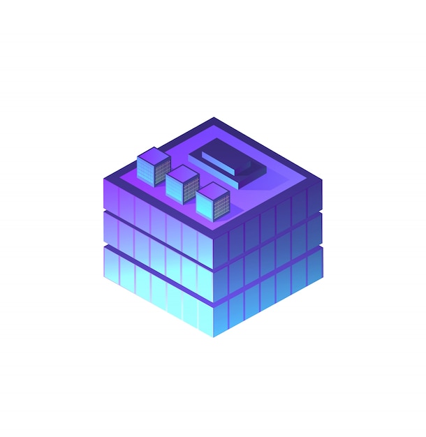 Tòa nhà đêm isometric