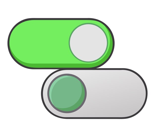 Toggle switch illustration on and off ui element design for website and application user interface