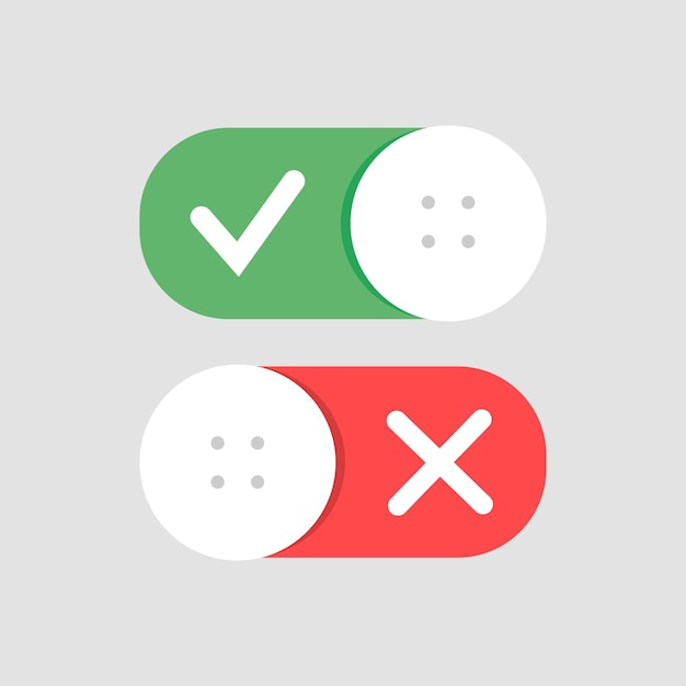 Toggle switch vector icon, On and Off position simple icons, modern minimal flat design style