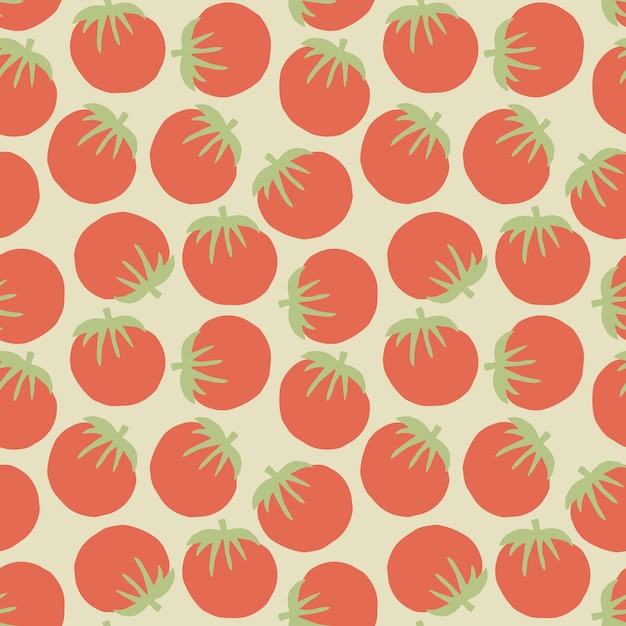 Tomato seamless pattern Vegetarian bio food Vector illustration