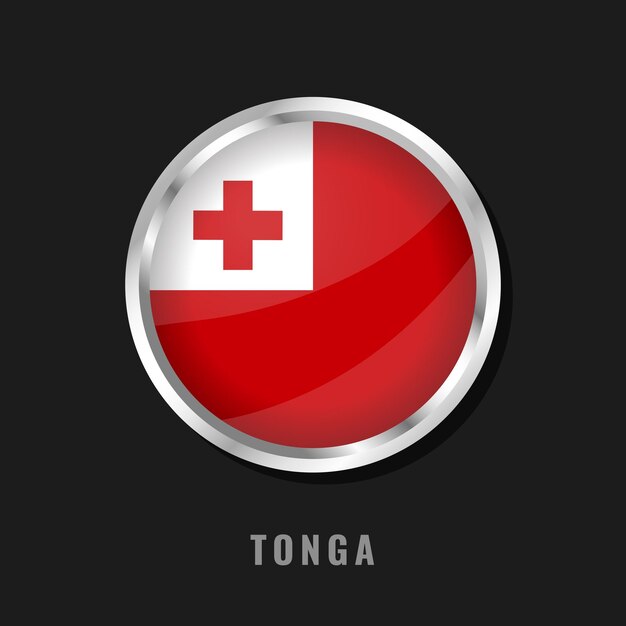 Tonga round framed national flag Circular glossy flag of Tonga