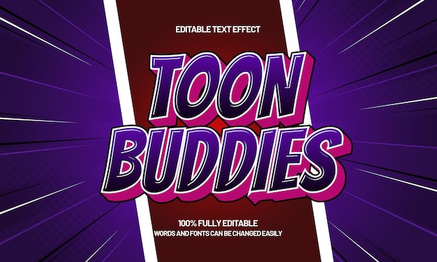 toon buddies editable text effect with a comic and fun text style