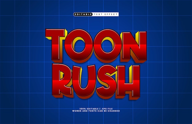 toon rush editable text effect with a game and cartoon text effect