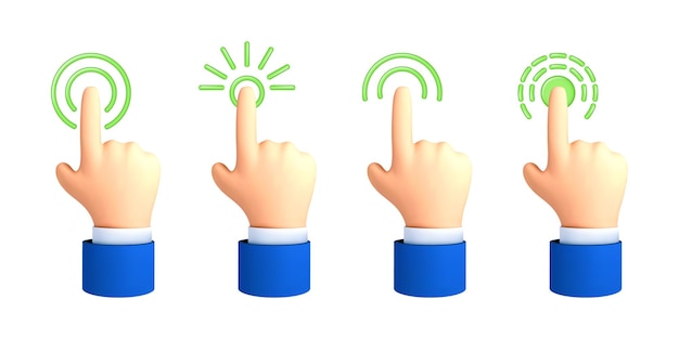 Touch or click icon design 3D hand pointing icon design Pointing gesture tap screen choose button Vector 3d illustration