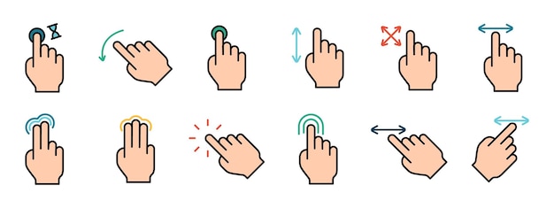 touch pad icon index finger doubleclick decrease increase turn rotation approximation press scrolling click arrow sensor turn zoom in move response time x2