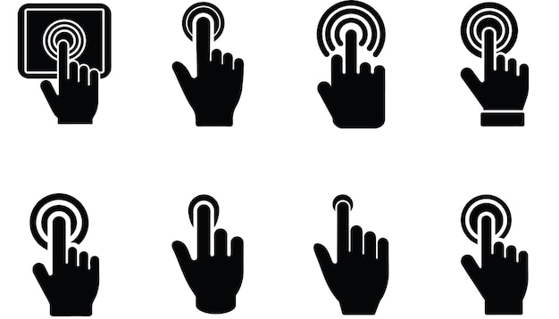 Touch Screen Hand Gesture Silhouette Icon Set
