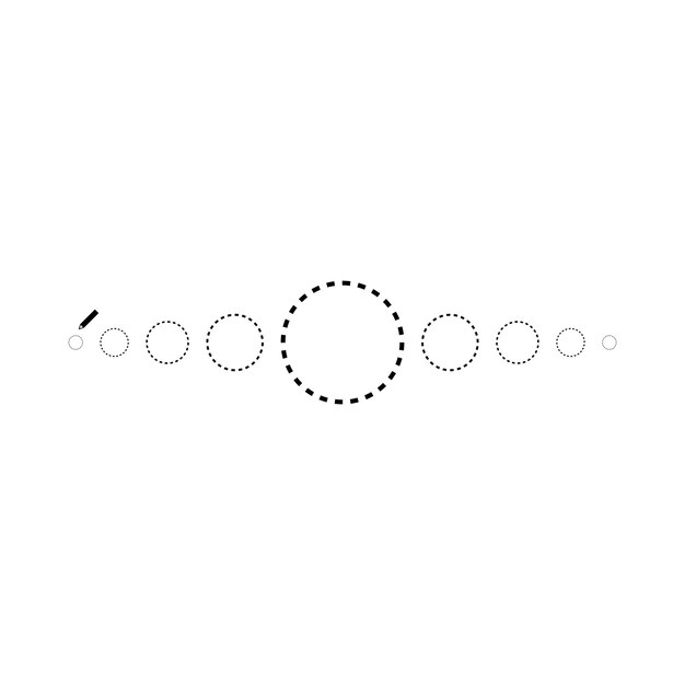 Tracing circle line dotted element for kids worksheet dotted line for writing drawing and motor skills development illustration