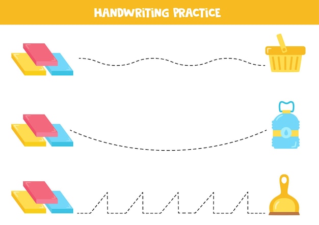 Tracing lines with plastic material Writing practice