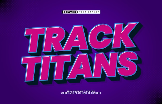 track titans editable text effect with a race and speed text style