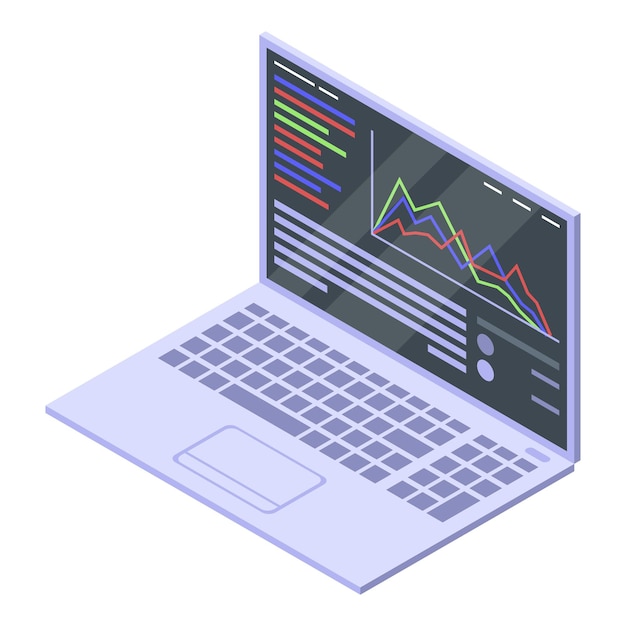 Trader laptop icon Isometric of trader laptop vector icon for web design isolated on white background