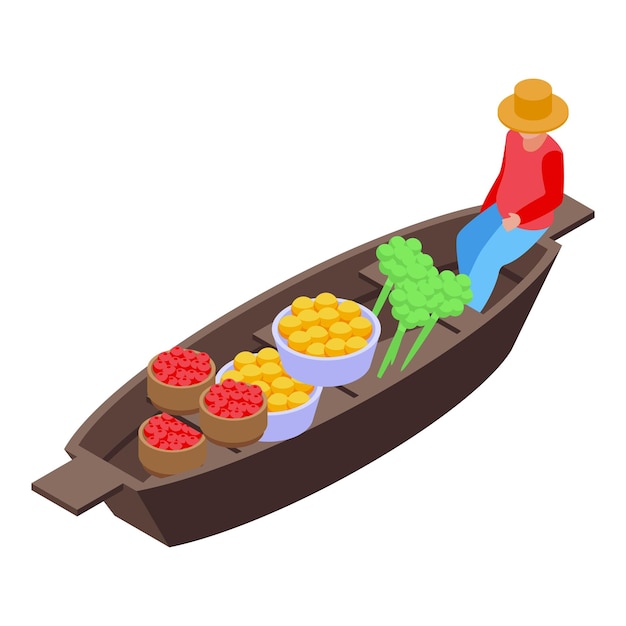 traditional floating market icon isometric of traditional floating market vector icon for web design isolated on white background