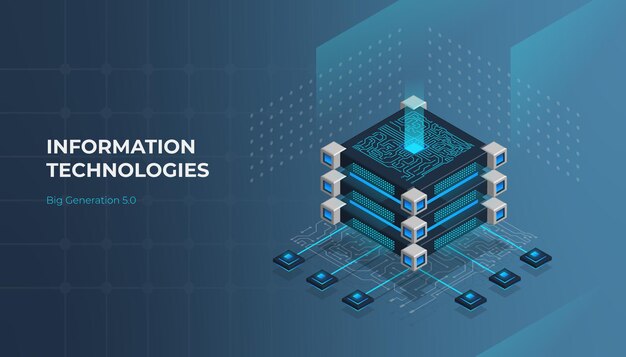 Trang đích công nghệ thông tin 3d isometric