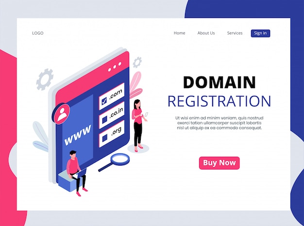 Trang đích Isometric về Đăng ký Tên miền