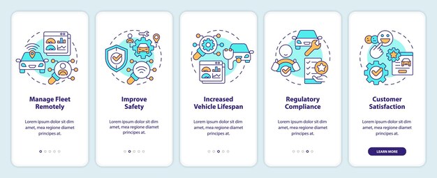 Transportation services reliability onboarding mobile app screen