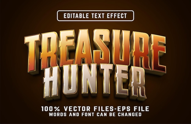 Treasure hunter 3d text effect premium vectors