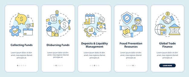 Treasury management services onboarding mobile app screen