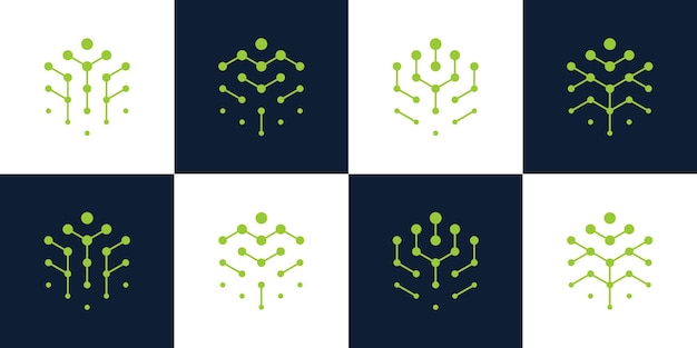 tree tech logo design template abstract tree logo with hexagon tech system design graphic vector