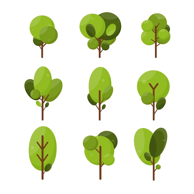 trees collection in circle flat