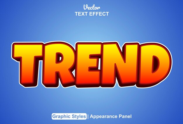 Trend text effect with orange graphic style and editable