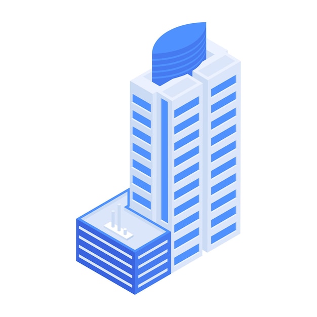 Trendy Pack of Commercial Buildings Isometric Icons