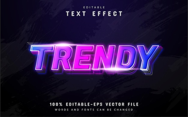 Trendy text, purple gradient neon style text effect