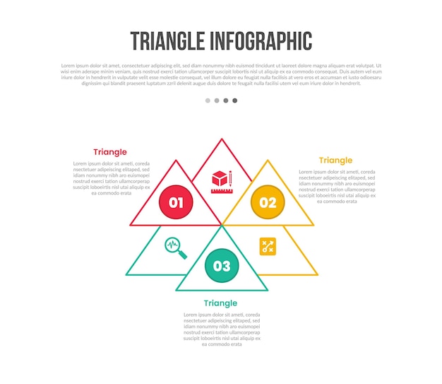 triangle base shape infographics template diagram with circular cycle combination stack layer with 3 point step creative simple flat outline