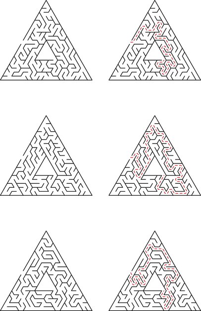 Triangle Maze Puzzles with Solution Paths