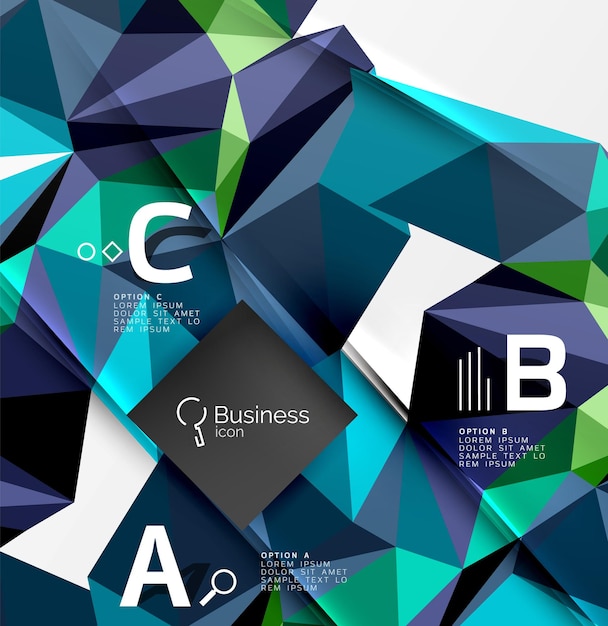 Triangle mosaic vector abstract template Vector abstract background for workflow layout diagram number options or web design