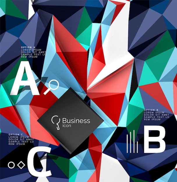 Triangle mosaic vector abstract template Vector abstract background for workflow layout diagram number options or web design