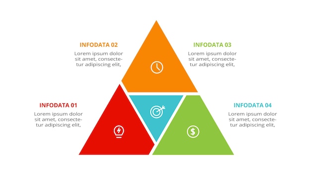 triangle with 4 elements infographic template for web business presentations vector illustration business data visualization