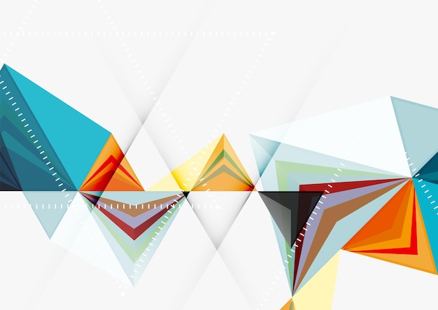 Triangular low poly vector a4 size geometric abstract template Multicolored triangles on light background futuristic techno or business design