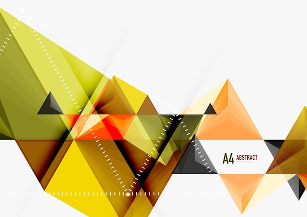 Triangular low poly vector a4 size geometric abstract template Multicolored triangles on light background futuristic techno or business design
