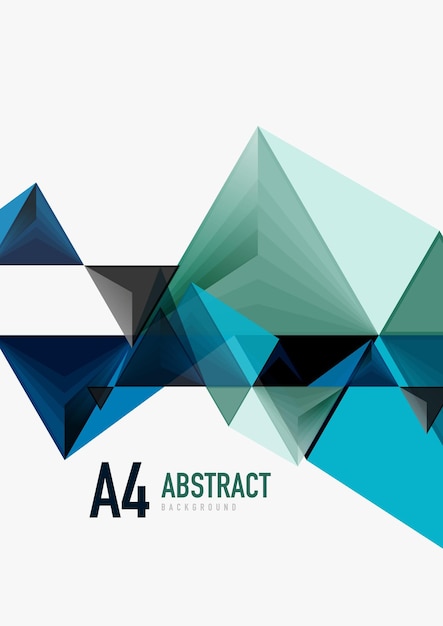 Triangular low poly vector a4 size geometric abstract template Multicolored triangles on light background futuristic techno or business design