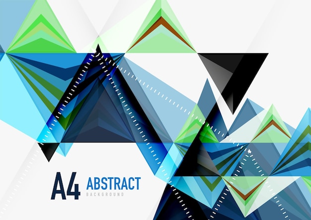 Triangular low poly vector a4 size geometric abstract template Multicolored triangles on light background futuristic techno or business design
