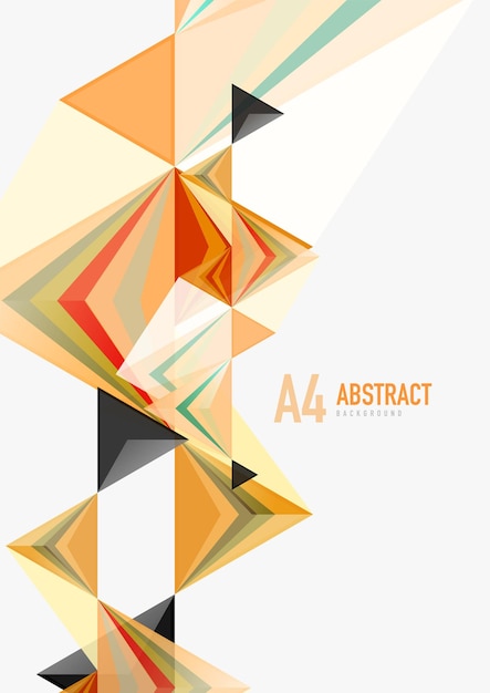 Triangular low poly vector a4 size geometric abstract template Multicolored triangles on light background futuristic techno or business design