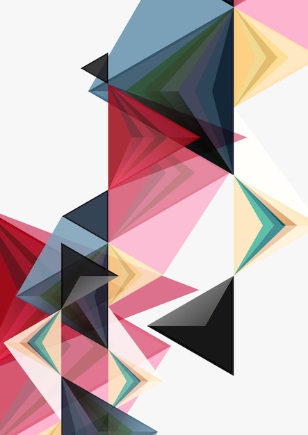 Triangular low poly vector a4 size geometric abstract template Multicolored triangles on light background futuristic techno or business design
